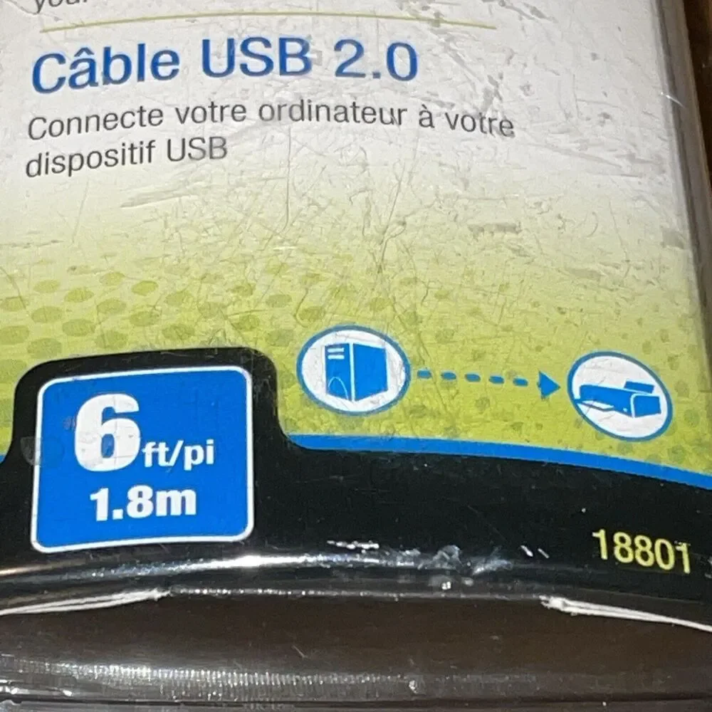 NIP Staples Brand USB 2.0 Cable 6 Ft USB A To USB B Windows/Mac Up To 480 Mbps